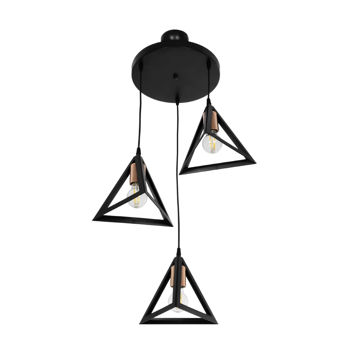 LEDTM® TRIANGLE 203-0162 Μοντέρνο Κρεμαστό Φωτιστικό Οροφής με Ντουί 3 x E27 AC 220-240V IP20 - Μάυρο & Χάλκινο - Μ67 x Π67 x Υ50cm - Image 5
