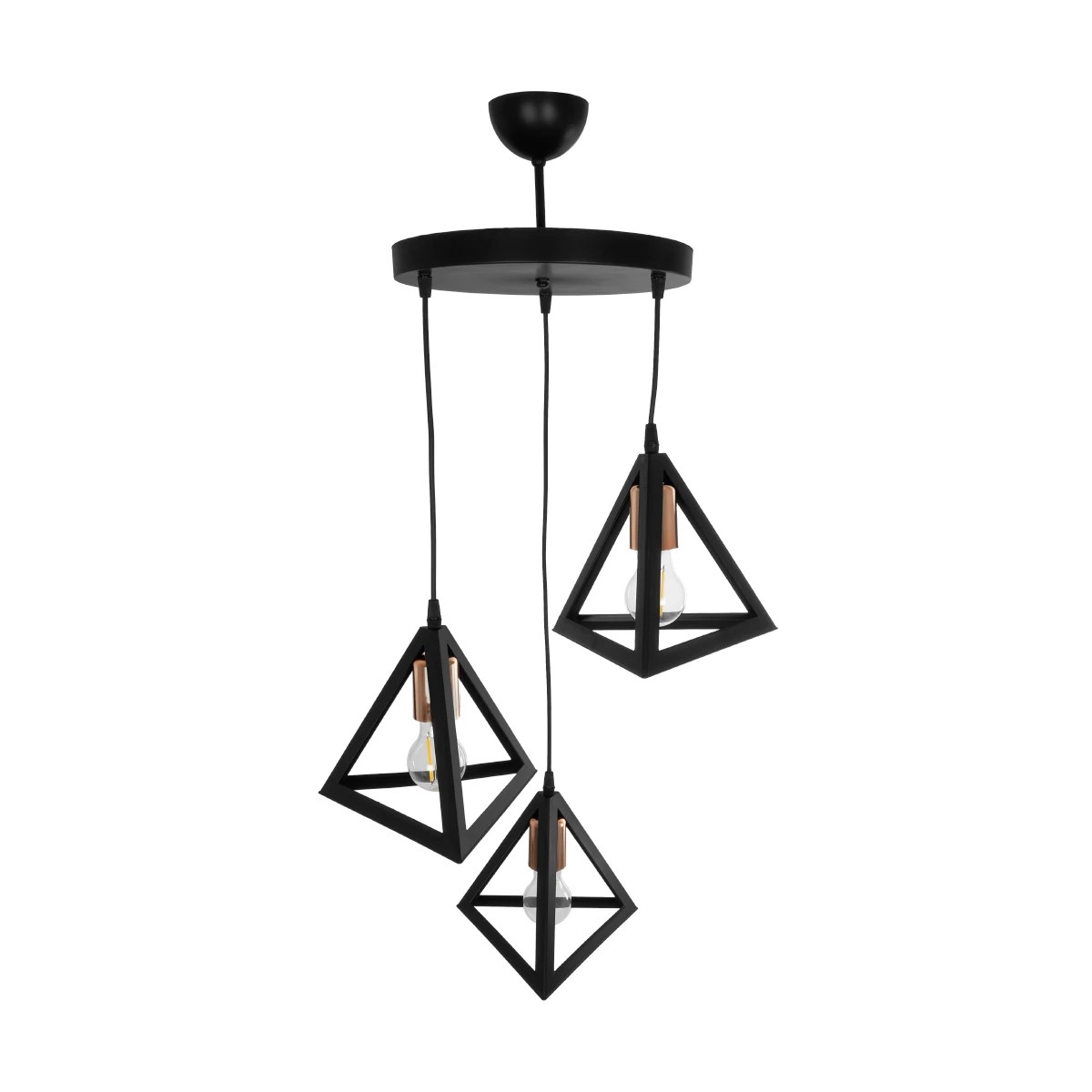 LEDTM® TRIANGLE 203-0162 Μοντέρνο Κρεμαστό Φωτιστικό Οροφής με Ντουί 3 x E27 AC 220-240V IP20 - Μάυρο & Χάλκινο - Μ67 x Π67 x Υ50cm - Image 6