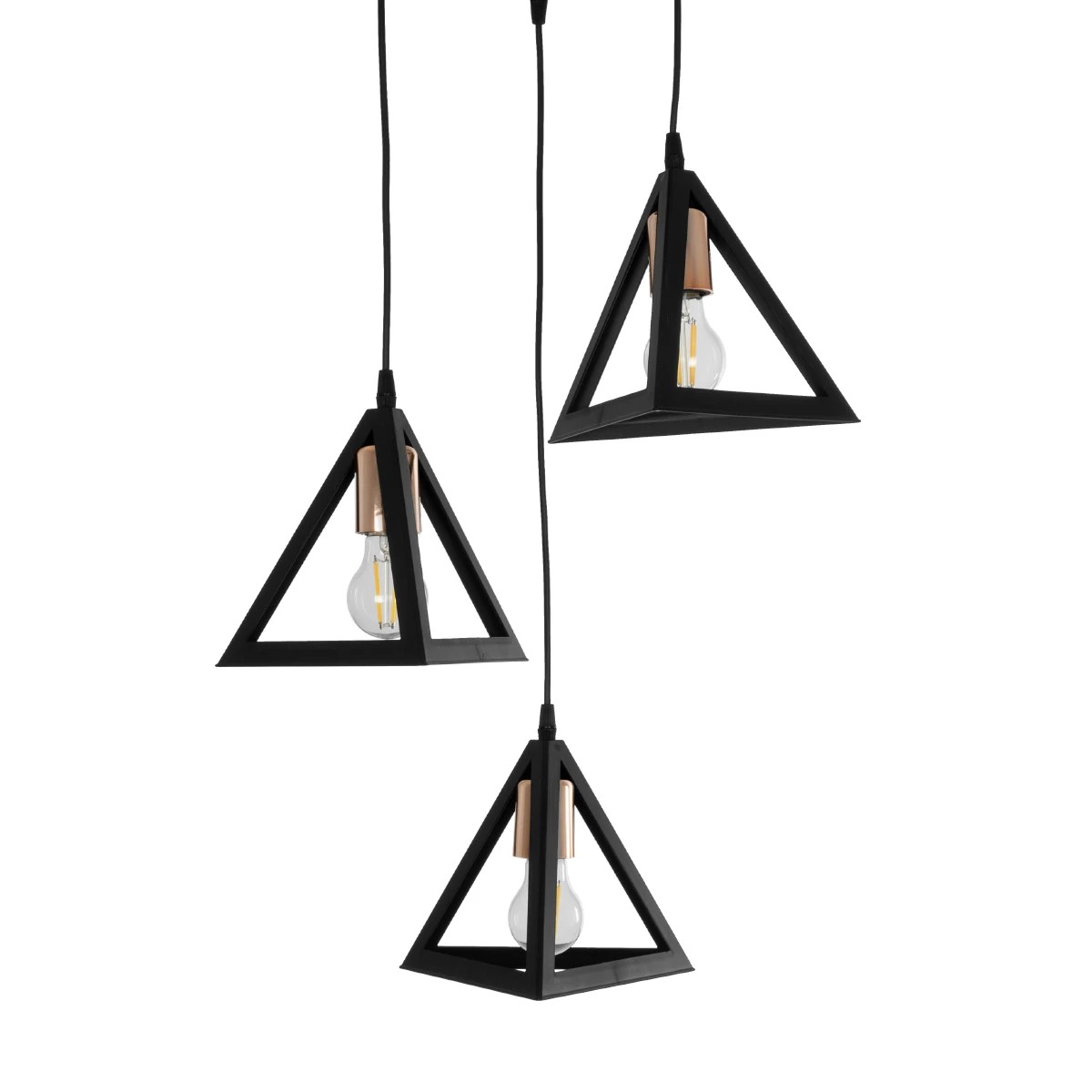 LEDTM® TRIANGLE 203-0162 Μοντέρνο Κρεμαστό Φωτιστικό Οροφής με Ντουί 3 x E27 AC 220-240V IP20 - Μάυρο & Χάλκινο - Μ67 x Π67 x Υ50cm - Image 7