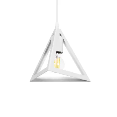 LEDTM® TRIANGLE 203-0163 Μοντέρνο Κρεμαστό Φωτιστικό Καμπάνα Μονόφωτο 1 x E27 IP20 Λευκό Πλαστικό - Μ24 x Π24 x Υ22cm