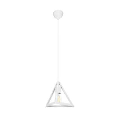 LEDTM® TRIANGLE 203-0163 Μοντέρνο Κρεμαστό Φωτιστικό Καμπάνα Μονόφωτο 1 x E27 IP20 Λευκό Πλαστικό - Μ24 x Π24 x Υ22cm - Image 4