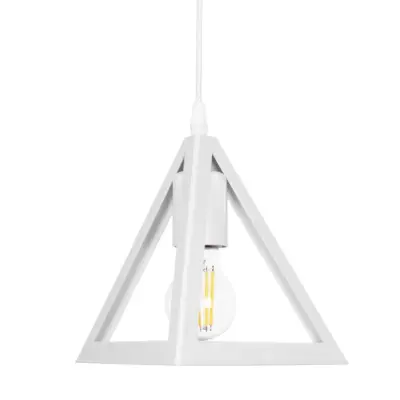 LEDTM® TRIANGLE 203-0163 Μοντέρνο Κρεμαστό Φωτιστικό Καμπάνα Μονόφωτο 1 x E27 IP20 Λευκό Πλαστικό - Μ24 x Π24 x Υ22cm - Image 5