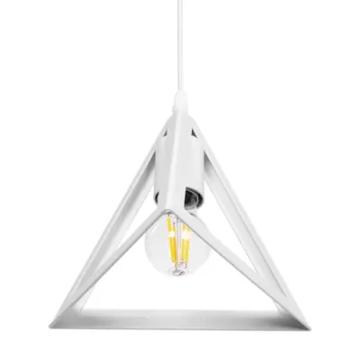 LEDTM® TRIANGLE 203-0163 Μοντέρνο Κρεμαστό Φωτιστικό Καμπάνα Μονόφωτο 1 x E27 IP20 Λευκό Πλαστικό - Μ24 x Π24 x Υ22cm - Image 6