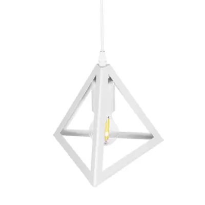 LEDTM® TRIANGLE 203-0163 Μοντέρνο Κρεμαστό Φωτιστικό Καμπάνα Μονόφωτο 1 x E27 IP20 Λευκό Πλαστικό - Μ24 x Π24 x Υ22cm - Image 7