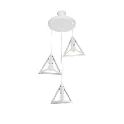 LEDTM® TRIANGLE 203-0164 Μοντέρνο Κρεμαστό Φωτιστικό Καμπάνα Τρίφωτο 3 x E27 IP20 Λευκό Πλαστικό - Μ67 x Π67 x Υ50cm