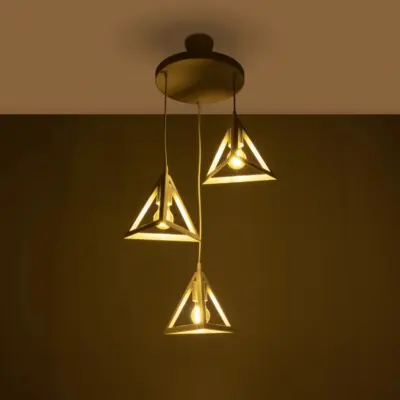 LEDTM® TRIANGLE 203-0164 Μοντέρνο Κρεμαστό Φωτιστικό Καμπάνα Τρίφωτο 3 x E27 IP20 Λευκό Πλαστικό - Μ67 x Π67 x Υ50cm - Image 3