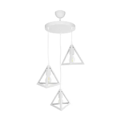 LEDTM® TRIANGLE 203-0164 Μοντέρνο Κρεμαστό Φωτιστικό Καμπάνα Τρίφωτο 3 x E27 IP20 Λευκό Πλαστικό - Μ67 x Π67 x Υ50cm - Image 4