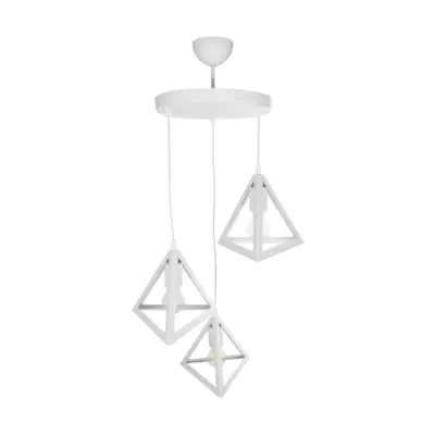 LEDTM® TRIANGLE 203-0164 Μοντέρνο Κρεμαστό Φωτιστικό Καμπάνα Τρίφωτο 3 x E27 IP20 Λευκό Πλαστικό - Μ67 x Π67 x Υ50cm - Image 6