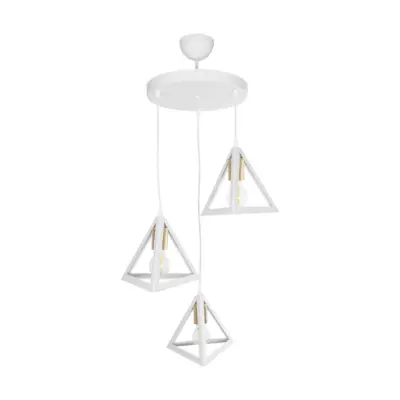 LEDTM® TRIANGLE 203-0166 Μοντέρνο Κρεμαστό Φωτιστικό Καμπάνα Τρίφωτο 3 x E27 IP20 Λευκό με Χρυσό Πλαστικό - Μ67 x Π67 x Υ50cm - Image 4