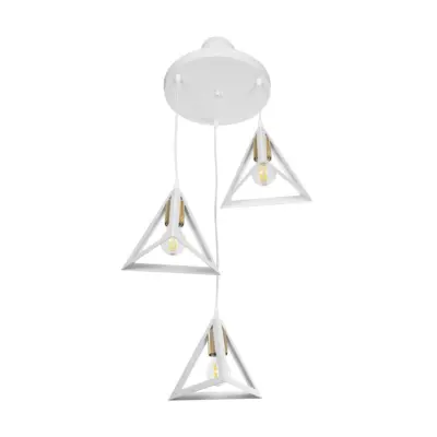 LEDTM® TRIANGLE 203-0166 Μοντέρνο Κρεμαστό Φωτιστικό Καμπάνα Τρίφωτο 3 x E27 IP20 Λευκό με Χρυσό Πλαστικό - Μ67 x Π67 x Υ50cm - Image 5