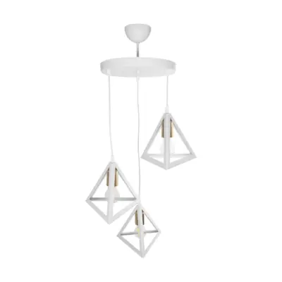 LEDTM® TRIANGLE 203-0166 Μοντέρνο Κρεμαστό Φωτιστικό Καμπάνα Τρίφωτο 3 x E27 IP20 Λευκό με Χρυσό Πλαστικό - Μ67 x Π67 x Υ50cm - Image 6
