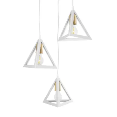 LEDTM® TRIANGLE 203-0166 Μοντέρνο Κρεμαστό Φωτιστικό Καμπάνα Τρίφωτο 3 x E27 IP20 Λευκό με Χρυσό Πλαστικό - Μ67 x Π67 x Υ50cm - Image 7