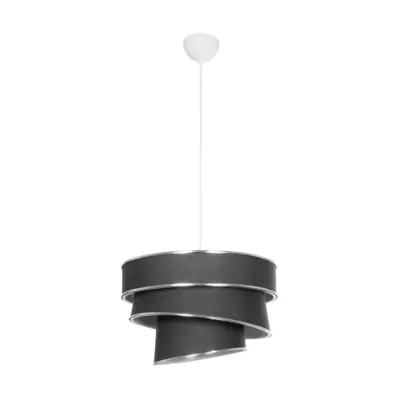 LEDTM® SIERA 203-0167 Μοντέρνο Κρεμαστό Φωτιστικό Καπέλο Μονόφωτο 1 x E27 IP20 Γκρι Ύφασμα με Ασημί Λεπτομέρεια - Μ38 x Π38 x Υ26cm - Image 4