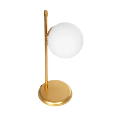 LEDTM® GLOBUS 203-0182 Μοντέρνο Επιτραπέζιο Φωτιστικό Πορτατίφ Μονόφωτο 1 x E27 IP20 Χρυσο Μέταλλο με Λευκό Γυαλί - Μ21 x Π16.5 x Υ45cm - Image 5