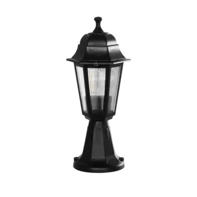 LEDTM® VITRO 203-0190 Vintage Επιδαπέδιο Φωτιστικό Φαναράκι Μονόφωτο 1 x E27 IP44 Μαύρο & Διάφανο Πλαστικό - Μ17 x Π17 x Υ40cm