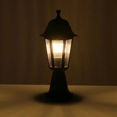 LEDTM® VITRO 203-0190 Vintage Επιδαπέδιο Φωτιστικό Φαναράκι Μονόφωτο 1 x E27 IP44 Μαύρο & Διάφανο Πλαστικό - Μ17 x Π17 x Υ40cm - Image 3
