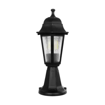 LEDTM® VITRO 203-0190 Vintage Επιδαπέδιο Φωτιστικό Φαναράκι Μονόφωτο 1 x E27 IP44 Μαύρο & Διάφανο Πλαστικό - Μ17 x Π17 x Υ40cm - Image 4