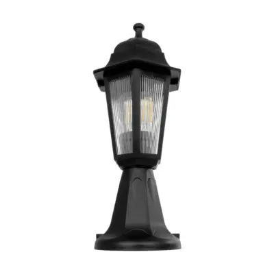 LEDTM® VITRO 203-0190 Vintage Επιδαπέδιο Φωτιστικό Φαναράκι Μονόφωτο 1 x E27 IP44 Μαύρο & Διάφανο Πλαστικό - Μ17 x Π17 x Υ40cm - Image 5