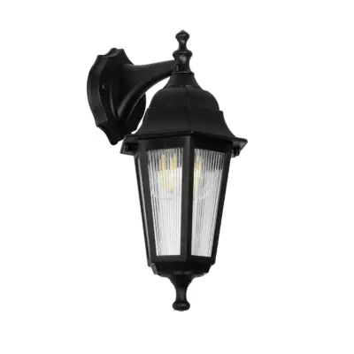 LEDTM® VITRO 203-0191 Vintage Επιτοίχιο Φωτιστικό Φαναράκι Μονόφωτο 1 x E27 IP44 Μαύρο Πλαστικό - Μ17 x Π20 x Υ36cm