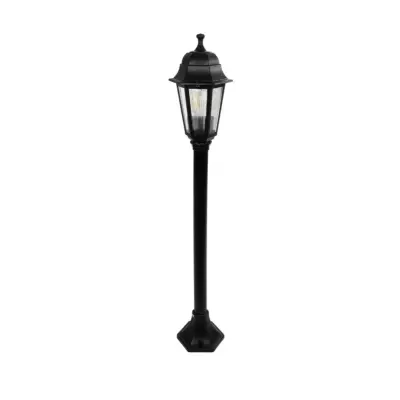 LEDTM® VITRO 203-0192 Vintage Επιδαπέδιο Φωτιστικό Κολωνάκι Κήπου Μονόφωτο 1 x E27 IP44 Μαύρο & Διάφανο Πλαστικό - Μ17 x Π17 x Υ100cm