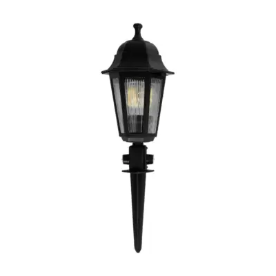 LEDTM® VITRO 203-0193 Vintage Καρφωτό Φωτιστικό Φαναράκι Μονόφωτο 1 x E27 IP44 Μαύρο & Διάφανο Πλαστικό - Μ17 x Π17 x Υ55cm - Image 4