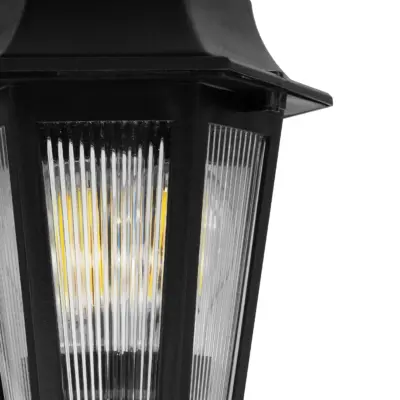 LEDTM® VITRO 203-0193 Vintage Καρφωτό Φωτιστικό Φαναράκι Μονόφωτο 1 x E27 IP44 Μαύρο & Διάφανο Πλαστικό - Μ17 x Π17 x Υ55cm - Image 5