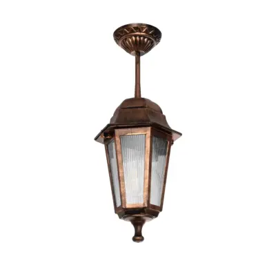 LEDTM® VITRO 203-0194 Vintage Κρεμαστό Φωτιστικό Φαναράκι Μονόφωτο 1 x E27 IP44 Χάλκινο Πλαστικό - Μ17 x Π17 x Υ28cm