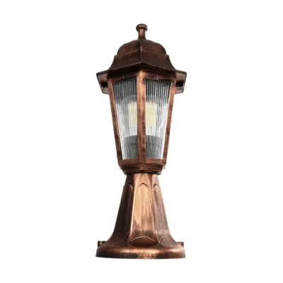 LEDTM® VITRO 203-0195 Vintage Επιδαπέδιο Φωτιστικό Φαναράκι Μονόφωτο 1 x E27 IP44 Χάλκινο & Διάφανο Πλαστικό - Μ17 x Π17 x Υ40cm - Image 5