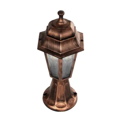 LEDTM® VITRO 203-0195 Vintage Επιδαπέδιο Φωτιστικό Φαναράκι Μονόφωτο 1 x E27 IP44 Χάλκινο & Διάφανο Πλαστικό - Μ17 x Π17 x Υ40cm - Image 6