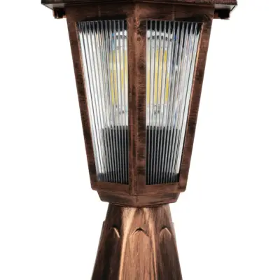 LEDTM® VITRO 203-0195 Vintage Επιδαπέδιο Φωτιστικό Φαναράκι Μονόφωτο 1 x E27 IP44 Χάλκινο & Διάφανο Πλαστικό - Μ17 x Π17 x Υ40cm - Image 7
