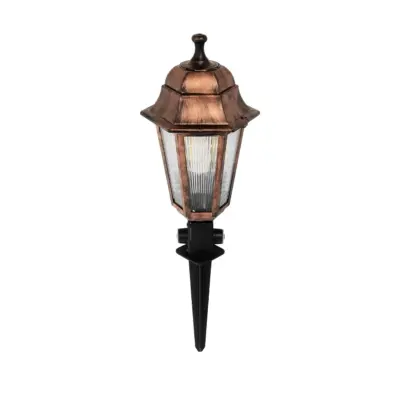 LEDTM® VITRO 203-0198 Vintage Καρφωτό Φωτιστικό Φαναράκι Μονόφωτο 1 x E27 IP44 Χάλκινο & Διάφανο Πλαστικό - Μ17 x Π17 x Υ55cm