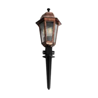 LEDTM® VITRO 203-0198 Vintage Καρφωτό Φωτιστικό Φαναράκι Μονόφωτο 1 x E27 IP44 Χάλκινο & Διάφανο Πλαστικό - Μ17 x Π17 x Υ55cm - Image 5