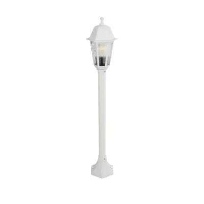 LEDTM® VITRO 203-0202 Vintage Επιδαπέδιο Φωτιστικό Κολωνάκι Κήπου  Μονόφωτο 1 x E27 IP44 Λευκό & Διάφανο Πλαστικό - Μ17 x Π17 x Υ100cm