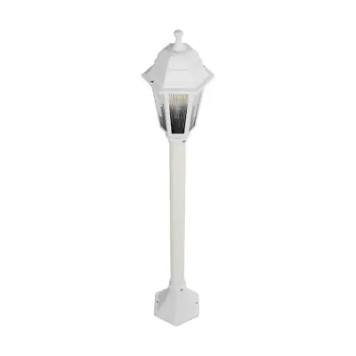 LEDTM® VITRO 203-0202 Vintage Επιδαπέδιο Φωτιστικό Κολωνάκι Κήπου  Μονόφωτο 1 x E27 IP44 Λευκό & Διάφανο Πλαστικό - Μ17 x Π17 x Υ100cm - Image 5