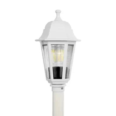 LEDTM® VITRO 203-0202 Vintage Επιδαπέδιο Φωτιστικό Κολωνάκι Κήπου  Μονόφωτο 1 x E27 IP44 Λευκό & Διάφανο Πλαστικό - Μ17 x Π17 x Υ100cm - Image 6