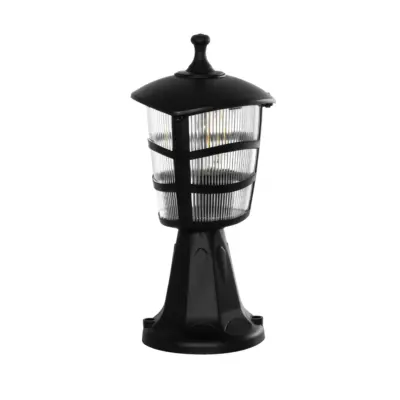 LEDTM® ZARDIN 203-0205 Vintage Επιδαπέδιο Φωτιστικό Φαναράκι Μονόφωτο 1 x E27 IP44 Μαύρο & Διάφανο Πλαστικό - Μ17 x Π17 x Υ35cm