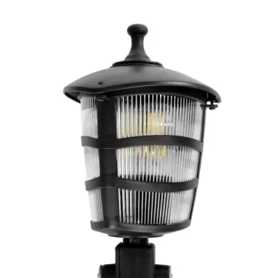 LEDTM® ZARDIN 203-0208 Vintage Καρφωτό Φωτιστικό Φαναράκι Μονόφωτο 1 x E27 IP44 Μαύρο & Διάφανο Πλαστικό - Μ17 x Π17 x Υ50cm - Image 6