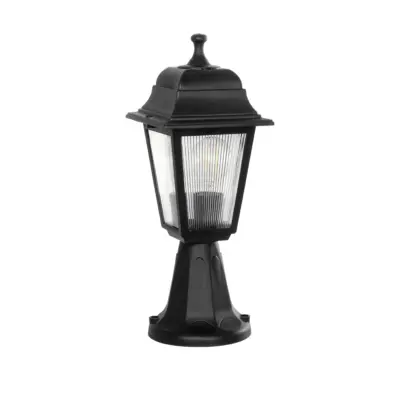 LEDTM® SOLME 203-0210 Vintage Επιδαπέδιο Φωτιστικό Φαναράκι Μονόφωτο 1 x E27 IP44 Μαύρο & Διάφανο Πλαστικό - Μ22 x Π22 x Υ40cm