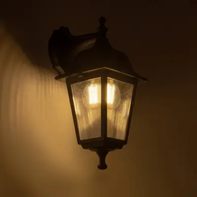 LEDTM® SOLME 203-0211 Vintage Επιτοίχιο Φωτιστικό Φαναράκι Μονόφωτο 1 x E27 IP44 Μαύρο Πλαστικό - Μ15 x Π20 x Υ35cm - Image 3