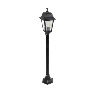 LEDTM® SOLME 203-0212 Vintage Επιδαπέδιο Φωτιστικό Κολωνάκι Κήπου Μονόφωτο 1 x E27 IP44 Μαύρο & Διάφανο Πλαστικό - Μ22 x Π22 x Υ100cm