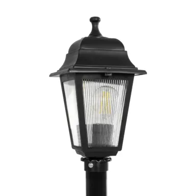 LEDTM® SOLME 203-0212 Vintage Επιδαπέδιο Φωτιστικό Κολωνάκι Κήπου Μονόφωτο 1 x E27 IP44 Μαύρο & Διάφανο Πλαστικό - Μ22 x Π22 x Υ100cm - Image 6