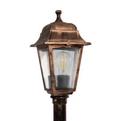 LEDTM® SOLME 203-0217 Vintage Επιδαπέδιο Φωτιστικό Κολωνάκι Κήπου Μονόφωτο 1 x E27 IP44 Χάλκινο & Διάφανο Πλαστικό - Μ22 x Π22 x Υ100cm - Image 6