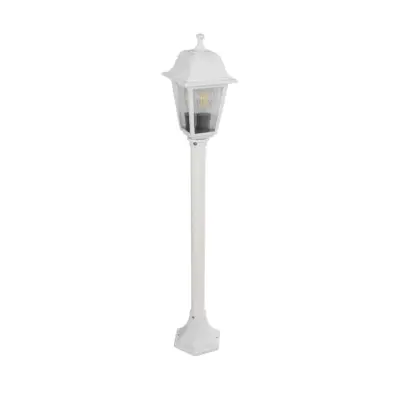 LEDTM® SOLME 203-0222 Vintage Επιδαπέδιο Φωτιστικό Κολωνάκι Κήπου Μονόφωτο 1 x E27 IP44 Λευκό & Διάφανο Πλαστικό - Μ22 x Π22 x Υ100cm