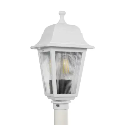 LEDTM® SOLME 203-0222 Vintage Επιδαπέδιο Φωτιστικό Κολωνάκι Κήπου Μονόφωτο 1 x E27 IP44 Λευκό & Διάφανο Πλαστικό - Μ22 x Π22 x Υ100cm - Image 6