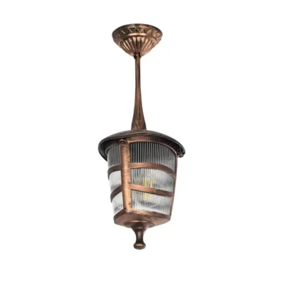 LEDTM® ZARDIN 203-0224 Vintage Κρεμαστό Φωτιστικό Φαναράκι Μονόφωτο 1 x E27 IP44 Χάλκινο Πλαστικό - Μ17 x Π17 x Υ42cm