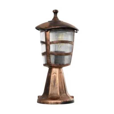 LEDTM® ZARDIN 203-0225 Vintage Επιδαπέδιο Φωτιστικό Φαναράκι Μονόφωτο 1 x E27 IP44 Χάλκινο & Διάφανο Πλαστικό - Μ17 x Π17 x Υ35cm - Image 4