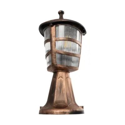 LEDTM® ZARDIN 203-0225 Vintage Επιδαπέδιο Φωτιστικό Φαναράκι Μονόφωτο 1 x E27 IP44 Χάλκινο & Διάφανο Πλαστικό - Μ17 x Π17 x Υ35cm - Image 5