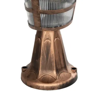 LEDTM® ZARDIN 203-0225 Vintage Επιδαπέδιο Φωτιστικό Φαναράκι Μονόφωτο 1 x E27 IP44 Χάλκινο & Διάφανο Πλαστικό - Μ17 x Π17 x Υ35cm - Image 7
