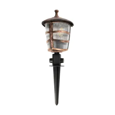 LEDTM® ZARDIN 203-0228 Vintage Καρφωτό Φωτιστικό Φαναράκι Μονόφωτο 1 x E27 IP44 Χάλκινο & Διάφανο Πλαστικό - Μ17 x Π17 x Υ50cm - Image 4