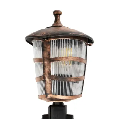 LEDTM® ZARDIN 203-0228 Vintage Καρφωτό Φωτιστικό Φαναράκι Μονόφωτο 1 x E27 IP44 Χάλκινο & Διάφανο Πλαστικό - Μ17 x Π17 x Υ50cm - Image 6